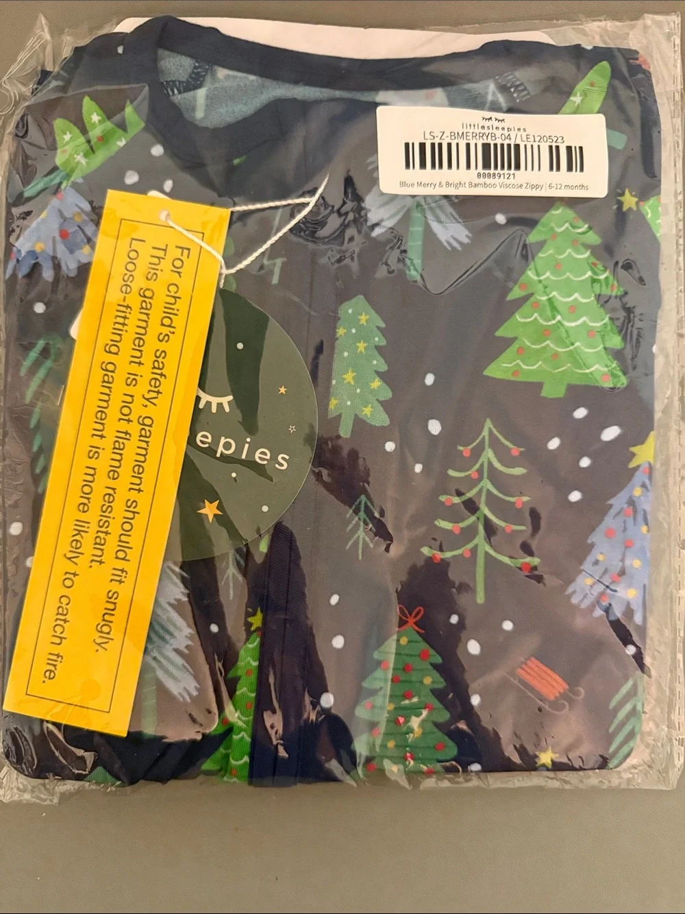 Little Sleepies Merry and Bright Bamboo Zippy 6-12 months